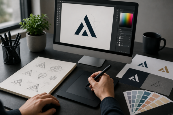 Creatieve werkruimte voor logo-ontwerpen Logo design